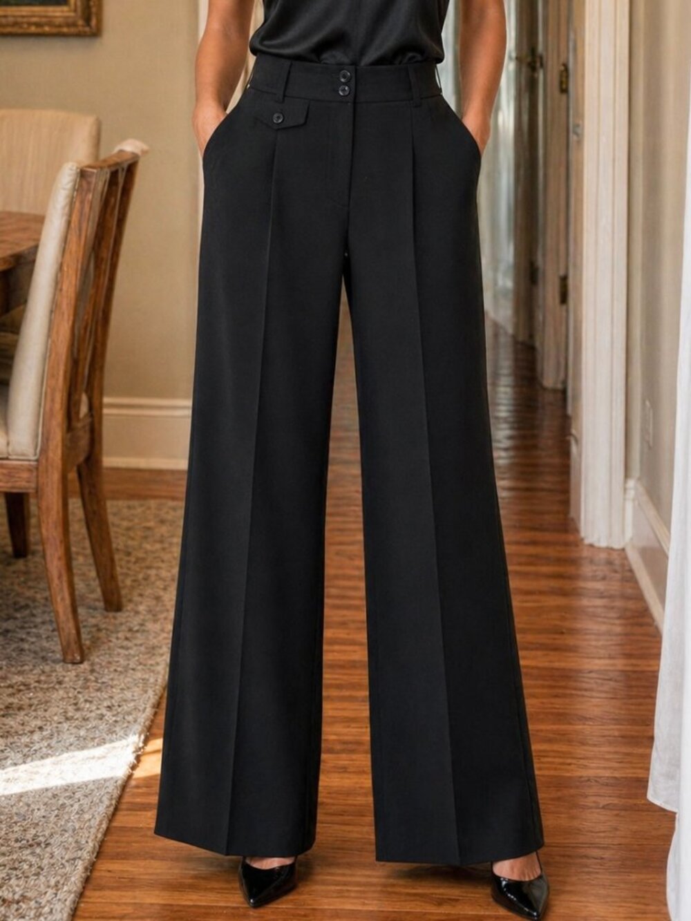 EUC Women's Armani Collezioni Gray Drapey Crepe Wool Trouser Pants Size 10